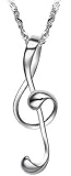 Womens Love Musical Note Pendant Necklace (Short-16inch Chain)