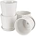 Plant pots - 5.5-inch Cylindrical Ceramic Planters with Connected Saucer, Round Modern Ceramic Garden pots - Succulent Medium-Sized Plant pots Set of 4