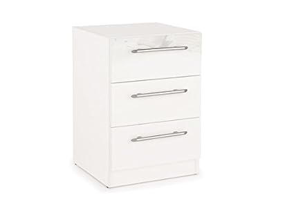 Connect Angel 3 Drawer Bedside Cabinet High Gloss White Amazon