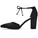 Allegra K Women's Ankle Tie Chunky Heel Pointed Toe Dress Black Pumps - 8.5 M US