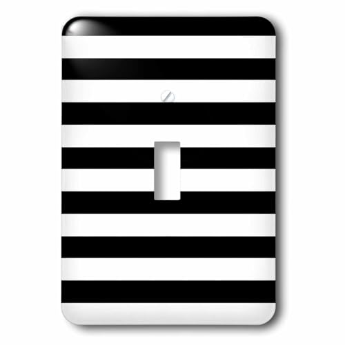 3dRose LLC lsp_24690_1 Black and White Stripes, Single Toggle Switch