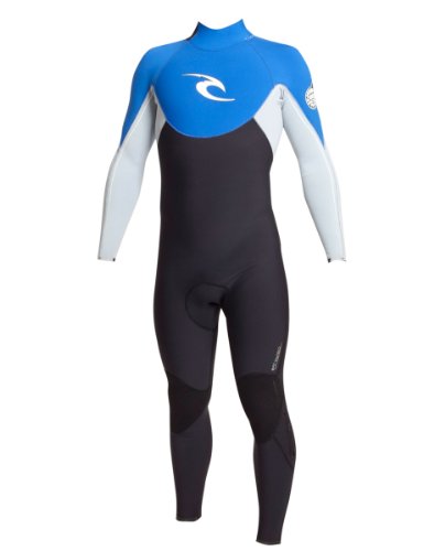 RIP CURL Men's E-Bomb Back Zip 3/2 Wetsuit (Black/Silver/Blue, Medium)