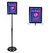 WeValor Adjustable Pedestal Sign Stand, 8.5 x 11 Inch Floor Standing Poster Sign Holder with Round Corner, Vertical and Horizontal View Sign Displayed, Black