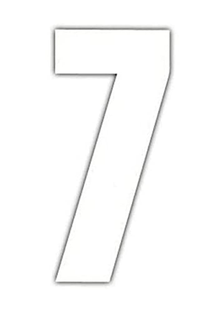 Merriway BH04102 (4 Pcs) White Vinyl Stick-On Wheelie Bin Post Box Crate Dust Bin Numbers 75mm (3 Inch) Number 7 - Pack of 4 Pieces
