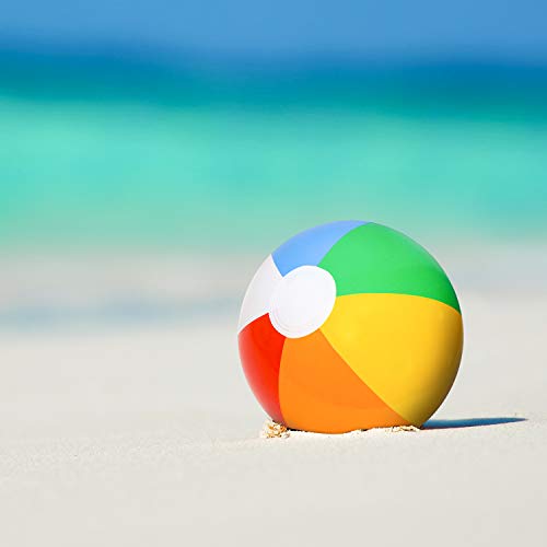 Rainbow Beach Ball, 9" Inflatable Neon Colored Party Ball, Multicolored Beach & Pool Summer Fun Toys(6 Pack)