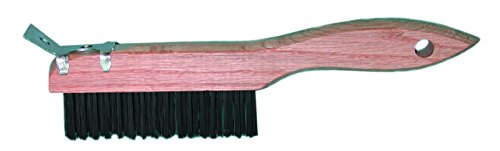 Magnolia Brush 455-4-SC Shoe Handle Carbon Steel Wire Scratch Brush, 10", 4 x 16 Rows, Wood Handle (Pack of 12)