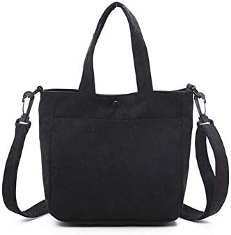 Shoulder Pouch for Girls, Women Leisure Solid Color Lightweight Canvas Crossbody Shoulder Bag Handbag Tote - Black