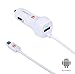 Micro USB Car Charger, VoltronTek Ultra Fast Travel Adapter with Extra Length Built-in Micro USB Connector for Samsung Galaxy S7 S6 S5 S4 Galaxy Tab Note 5 4 3 2 Google Nexus 7 Extra USB Port (White)