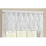 DiamondHome Cascade White Shabby Chic Sheer Ruffled Valance (50