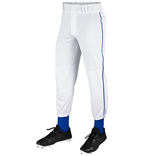Champro Mens Triple Crown Classic Baseball Pant with Braid, White, Royal, Mediu…