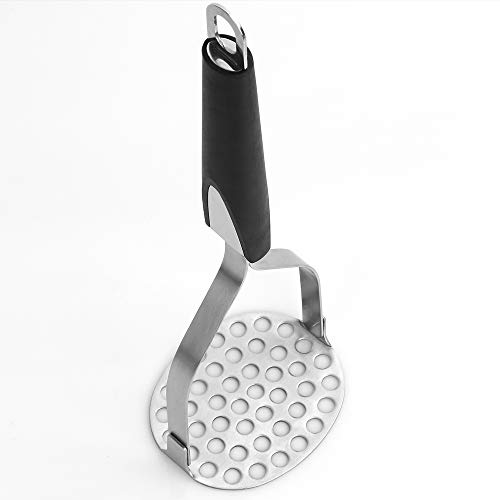 Beaverve Heavy Duty, Stainless Steel Masher Ricer with Ergonomic Handle for Making Mashed Potato, Guacamole, Silver