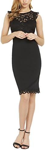 Lipsy Womens Lace Top Bodycon Dress Black 2