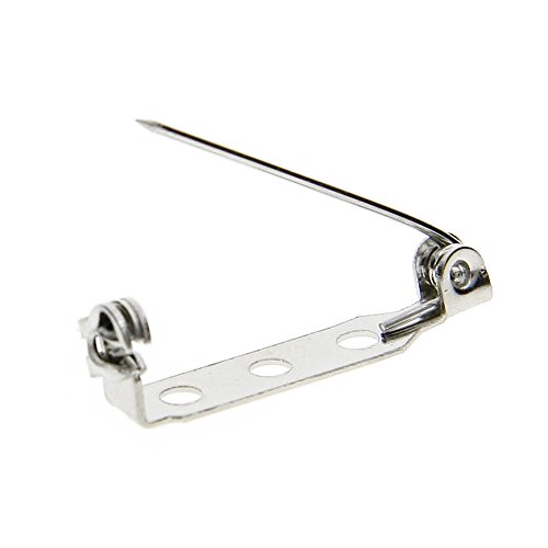 KeyZone 100 Pieces Silver Tone 1 Inch Locking Pin Backs Clasp Brooch for Badge Crafts, Jewelry Crafting