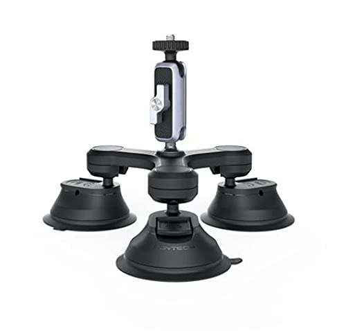 PGYTECH P-GM-136 Three-Arm Strong Suction 360-degree Adjustable Mount for Action Cameras DJI,GoPro,great For Car Windshield & Vehicle Body,Black