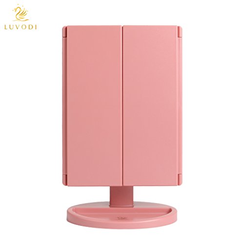 LUVODI Makeup Vanity Mirror with 36 PCS LED Lights, 1x/2x/3x Magnification Panels with Touch Screen, Dual Power Supply, 180°Adjustable Rotation,Countertop Cosmetic Mirror (Rose) - Thumbnail 2