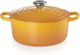 Le Creuset Signature Round Enamelled Cast Iron Casserole 24 cm Nectar view 2