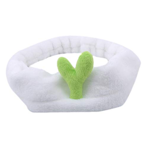 LJSLYJ Cactus Bean Sprouts Headbands Party Headdress Bath Face Wash Hair Band (White, bean sprouts) - Thumbnail 2