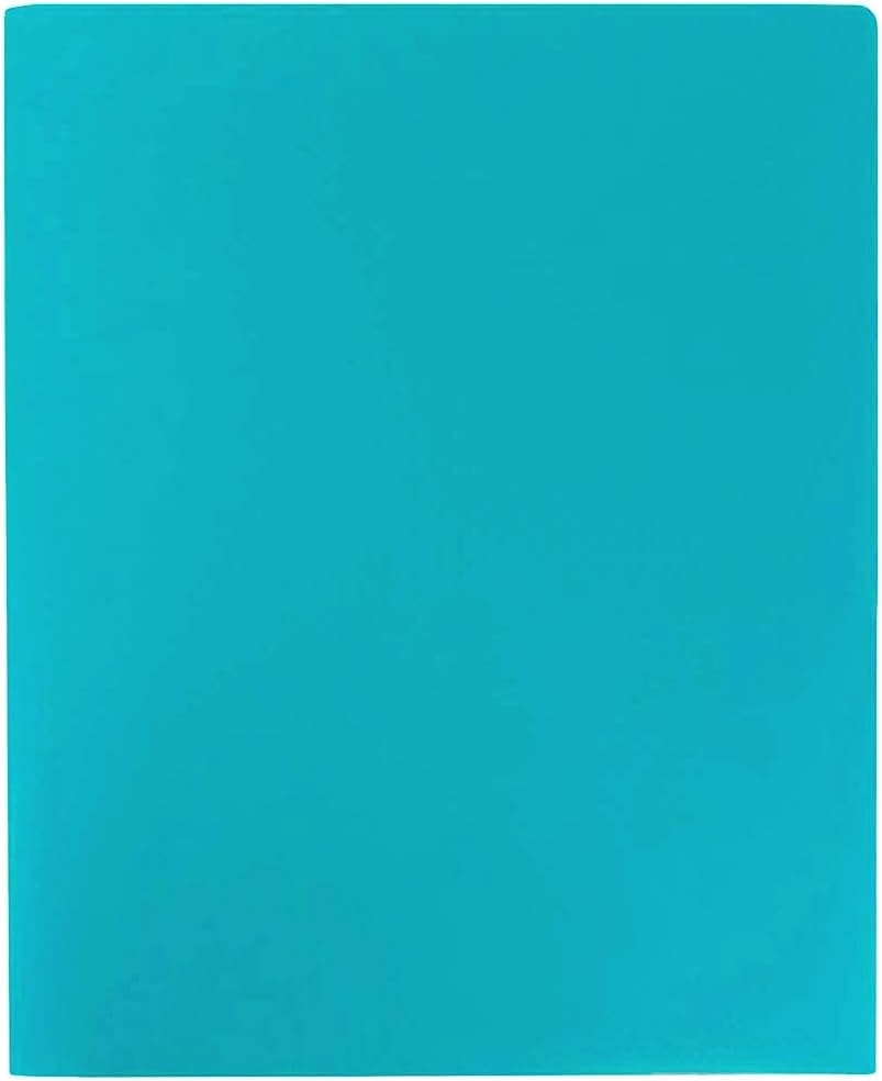 JAM PAPER Heavy Duty Plastic 2 Pocket School Folders - Teal Blue - 6/Pack : Office Products
