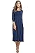 Hotouch Women's Round Neck Casual Pleated Tshirt Midi Dress (Navy Blue L)