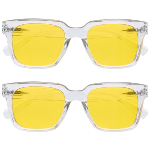 OPULIZE ERA Night Driving Glasses for Women & Men–Anti Reflection,Blue Light Filter, Yellow Polarised Lens, UV400 Protection, Oversized Frame,Safe Driving & Outdoor Glasses(Pack 2 of with 2 Pouches)