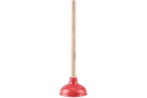 CINGHI LUSSO Toilet Plunger Red Heavy Duty Force Cup Rubber with A Long Wooden Handle to Fix Clogged Toilets and Drains, Perfect for Kitchens and Bathrooms (1 pcs)