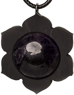 Keled Rocks Lotus Flower Shungite and Gem Pendant Necklace for Chakras