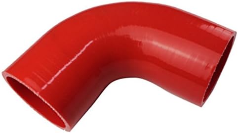 TGT4X4 Universal 4-Ply High Performance 90 Degree Elbow Coupler Silicone Hose (3.0"(76mm)ID_5.0"(125mm)L, Red)