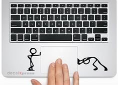 Cute Cartoon -Pushing and Standing Silhouette - Macbook Trackpad-laptop