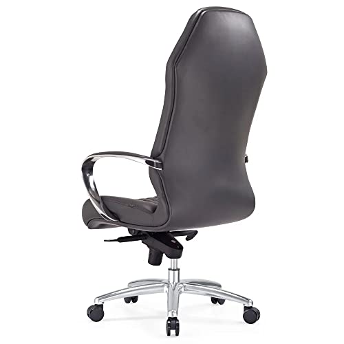 Modern Ergonomic Sterling Genuine Leather Executive Chair with Aluminum