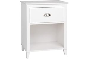 Atlin Designs Transitional 1 Drawer Wooden Bedside Nightstand in White