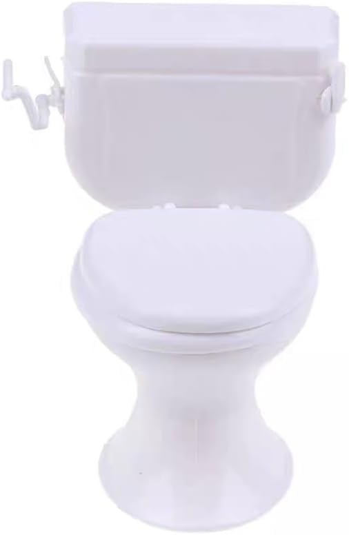 White Dollhouse Furniture Model Bathroom Miniature Toilet for Doll Miniature Bathroom Furniture Dollhouse Accessories
