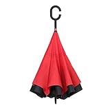 Cars Reverse Umbrella,Kernowo Double Layer Inverted Umbrella Windproof UV Protection Big Straight Umbrella for Car and Outdoor With C-Shaped Handle