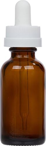 1 oz Amber Boston Round Bottle w/ White Child Resistant Dropper 6 Pack