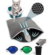 猫砂マット ラージサイズ 猫トイレマット 猫砂 飛び散り防止 猫 トイレ マット 75x55 CM / 90x60 CM 猫用トイレに最適 猫砂 マット シワ取り ／ 滑り止め/簡単クリーニング の グレー 猫 トイレマット - Wayfurr
