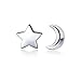 HANFLY Moon and Star 925 Sterling Silver Stud Earring Star Earring (8mm)