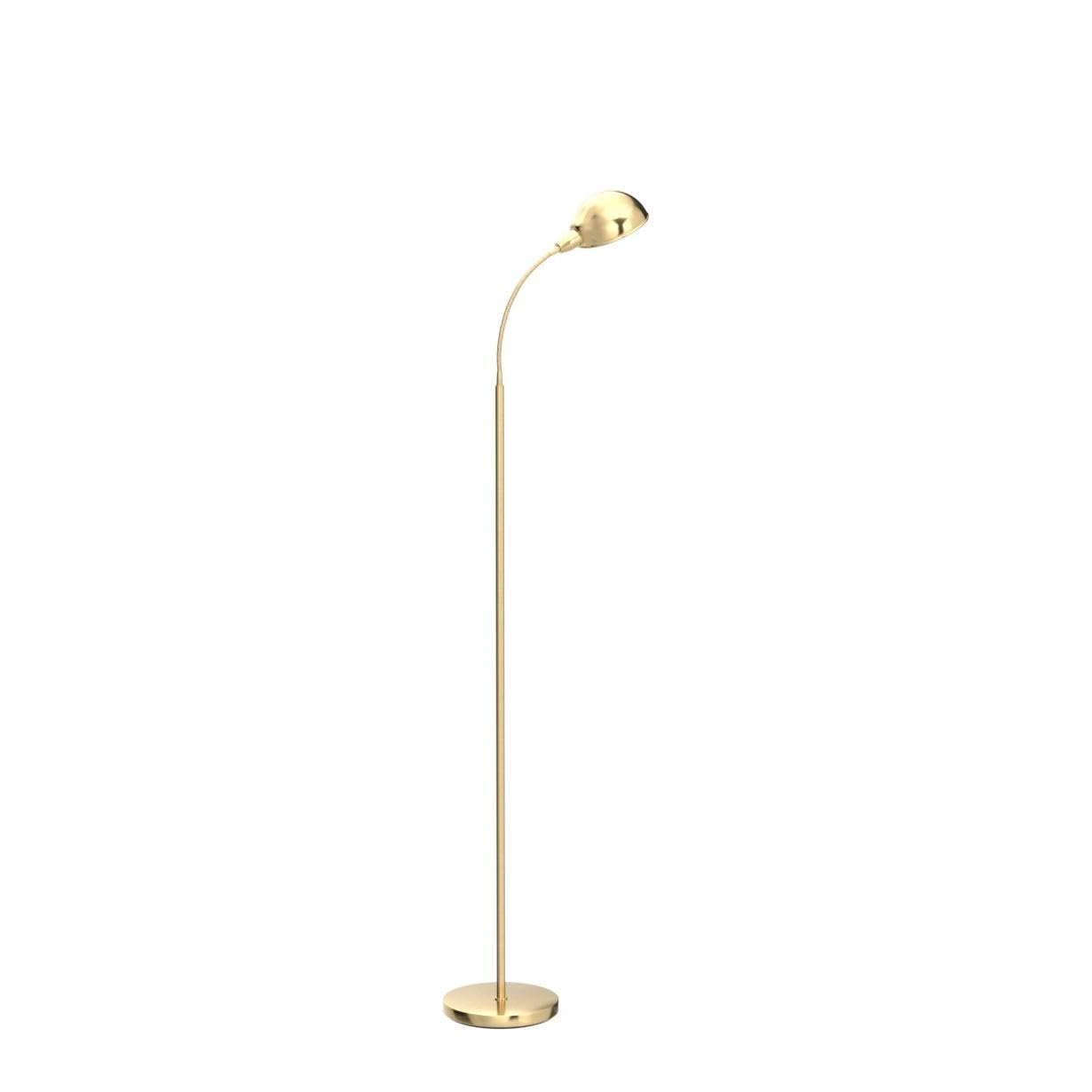 Brightech Regent LED Floor Lamp, Free Standing Corner Pole Light with Adjustable Gooseneck, Tall Bright Skinny Lamp for Office Desk, Living Room Sofa or Chair - Brass/Gold