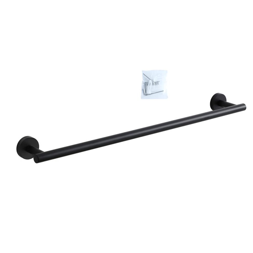 Hoopever 24Inch Towel Rails Wall Mounted, SUS304 Stainless Steel Towel Holder Hanger Rail, Black Round Single Towel Bar Rack Bath Towel Hanger Organizer Rack for Kitchen Bathroom, 20 Years Warranty