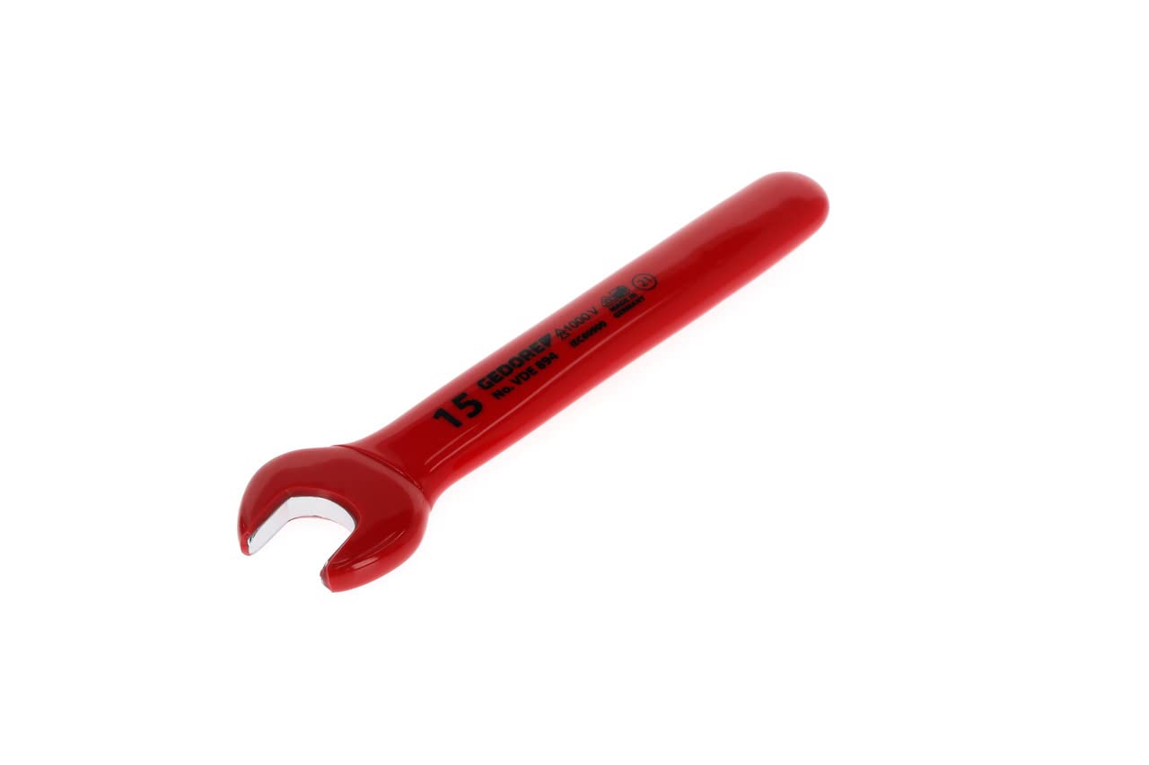 Gedore VDE89415 15 mm VDE Single Open Ended Spanner - Red