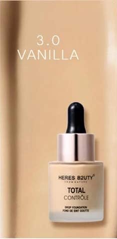 HERES B2UTY Total Face Foundation 1.0-8.0 Cream Moisturizer Waterproof foundation Base Matte Long Wear Oil Control Liquid Foundation (3.0 (VANILLA))