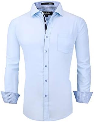 Button Down Shirt Men Long Sleeve Regular Fit Cotton Stretch Mens Casual Button Down Shirts for Men