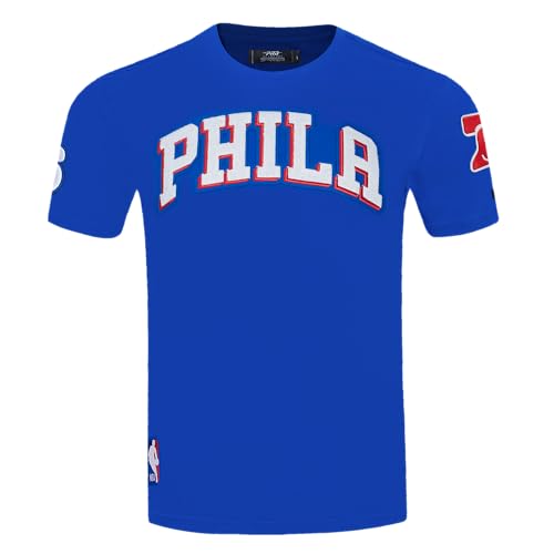 Pro Standard Mens NBA Philadelphia 76Ers Classic Chenille Short Sleeve Tee Roya…