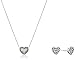 Amazon Collection Sterling Silver Oxidized Filigree Heart Stud Earrings and 18