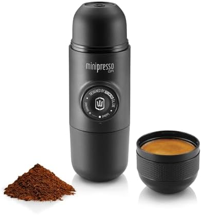 Camping Kaffeemaschine Tragbare Kompatibel Gemahlener Kaffee, Kleine Reisekaffeemaschine, Manuell von Piston Action betrieben, Mini Kaffeemaschine für unterwegs, Minipresso GR, Schwarz — Foto 1 von 7
