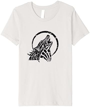 Kids Howling Wolf Shirt, Moon, Wolf Distressed Premium T shirt 6 Silver