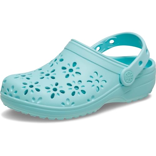 Crocs Unisexe Enfant Classic Floral Cut Out Clog T Sabots, Aquamarine, 22/23 EU