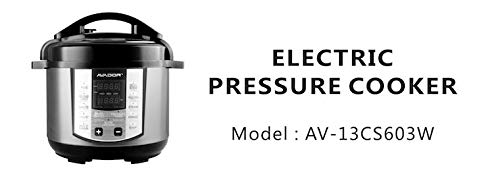 Avador AV-13CS603W 10 Preset Menu Pressure Cooker 6Qt/1000W, Stainless Steel Cooking Pot and Exterior
