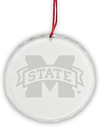 CC Glass Mississippi State Bulldogs Deep Etched Circle Ornament