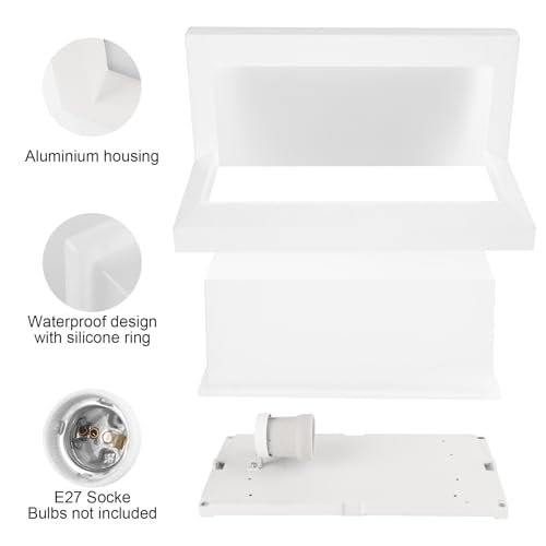 Klighten 2 x E27 Outdoor Wall Light by Bianca, Outdoor Wall Light IP65, 60W Suitable for Indoor Outdoor, Patio, (No Bulb)