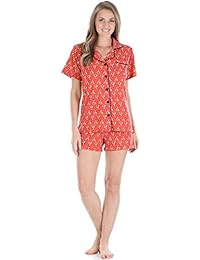 Sleepyheads pijama de manga corta con botones y pantalones cortos para mujer