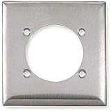 Stainless Steel Single Receptacle Plate,2 Gang,Silver, SS701, Silver Hubbell WIR